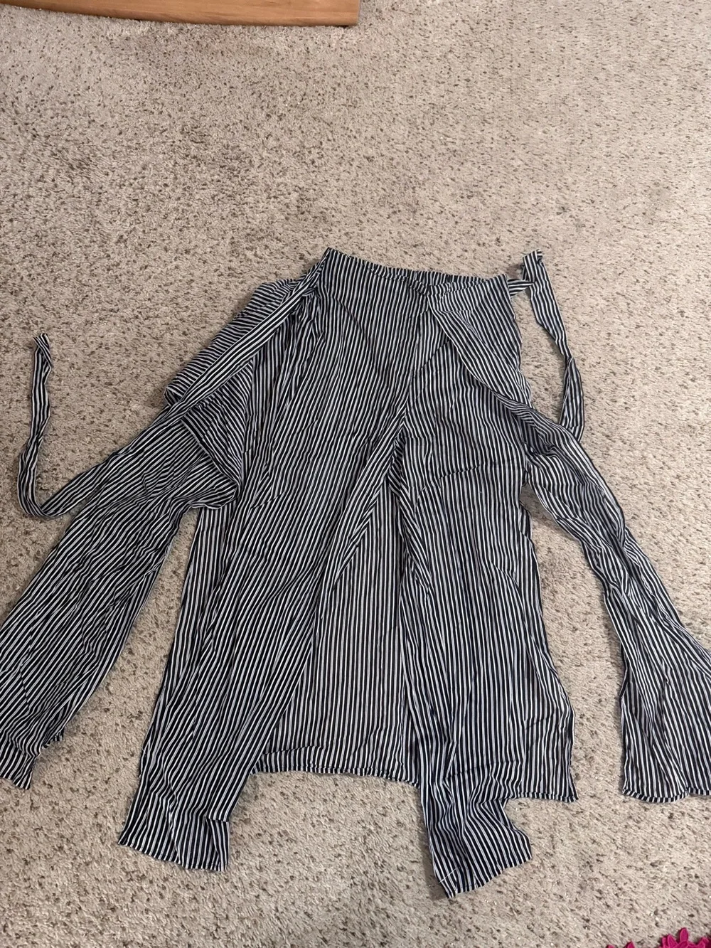Zara Basic Striped High-Waist Wrap Pants